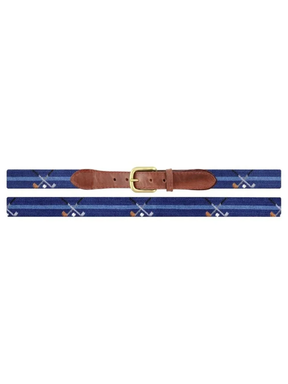 Smathers & Branson Crossed Clubs Needlepoint Golf Belt Navy Sz 32 Hand Stitched